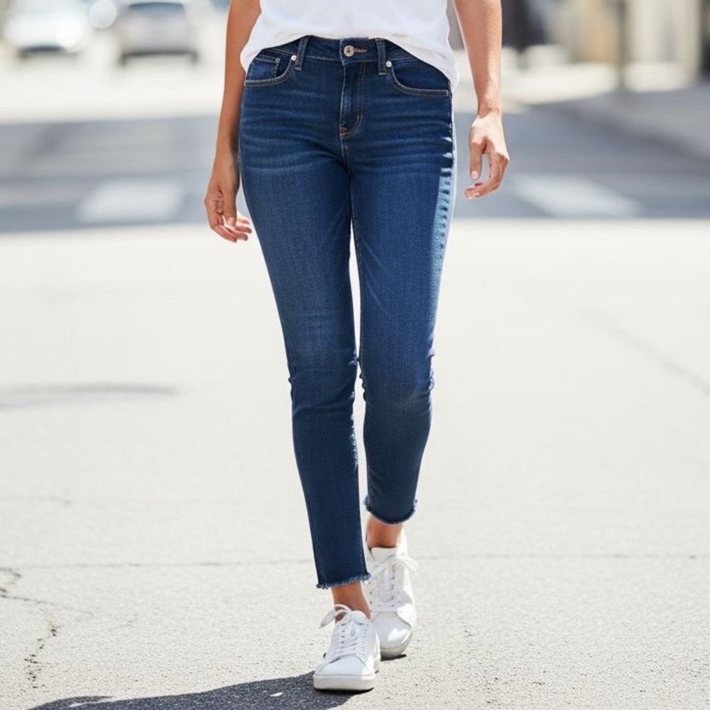 RAG & BONE SKINNY UNDONE HEM DARK WASH/DEARBORN COLOR WOMEN'S SIZE 25